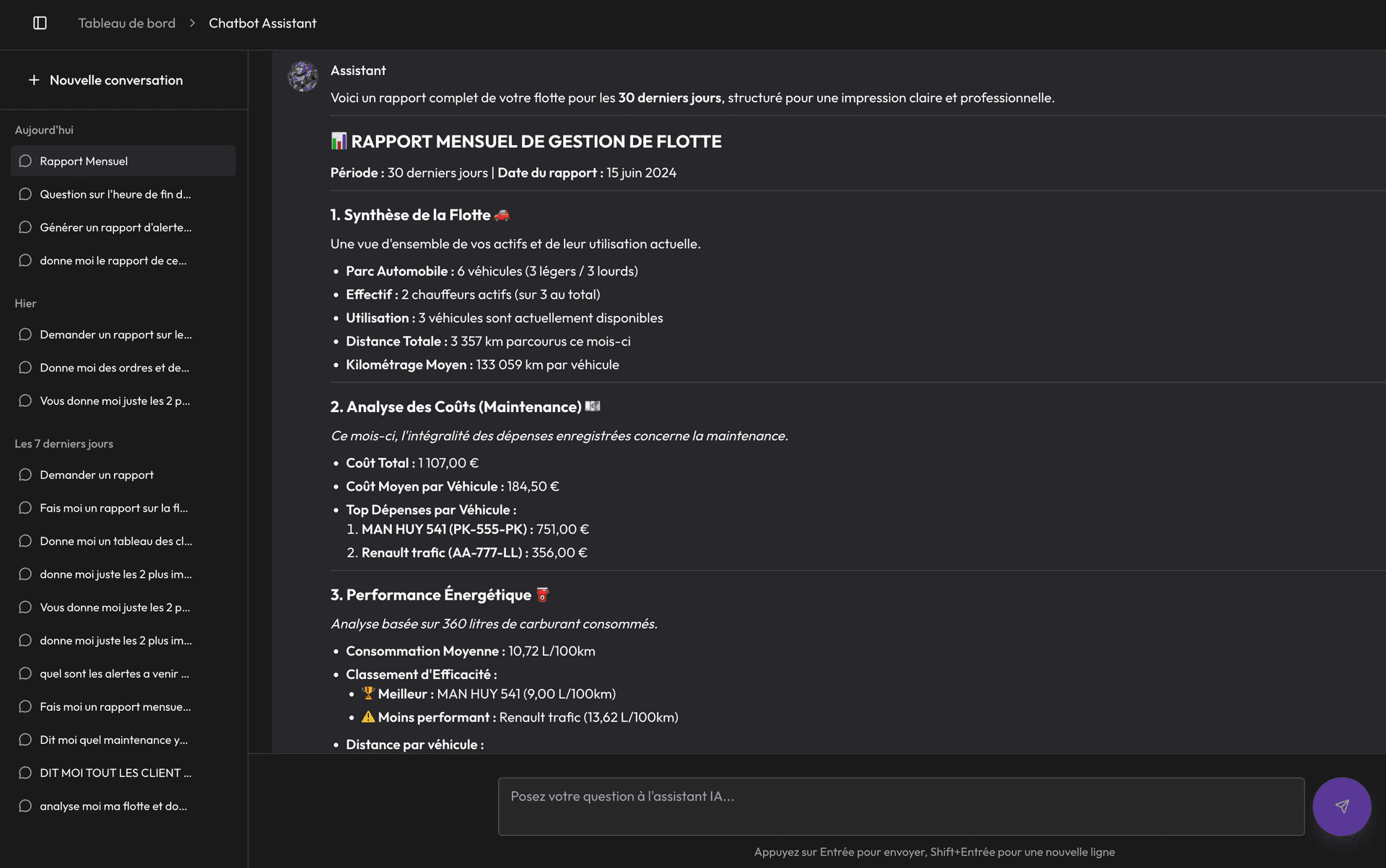 Assistant IA OptiDrive - Rapport flotte